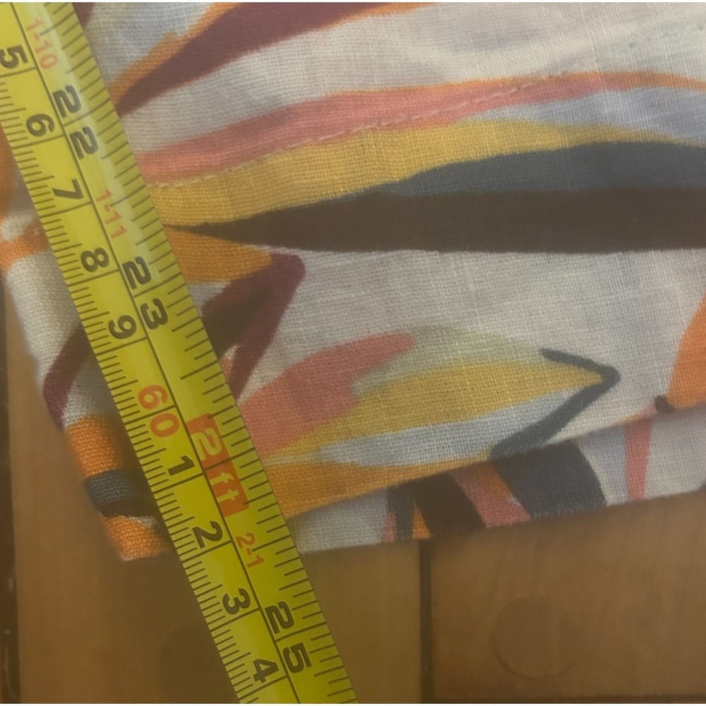 C&C California Pants Size XL Linen Wide Crop Lemon Orange Resort Beachy Tropical - Picture 7 of 9